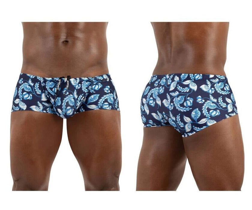 ErgoWear Swimwear FEEL Swim - Trunks 3D Pouch Drawstring Abstract Blue 1698 - SexyMenUnderwear.com