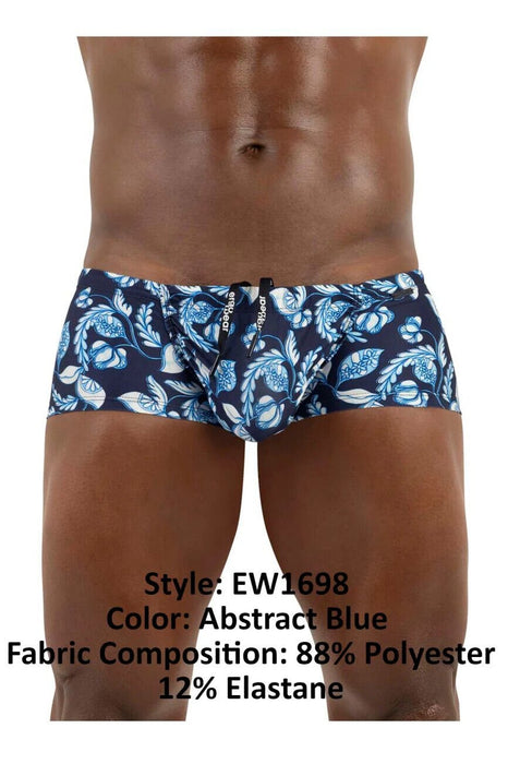 ErgoWear Swimwear FEEL Swim - Trunks 3D Pouch Drawstring Abstract Blue 16986