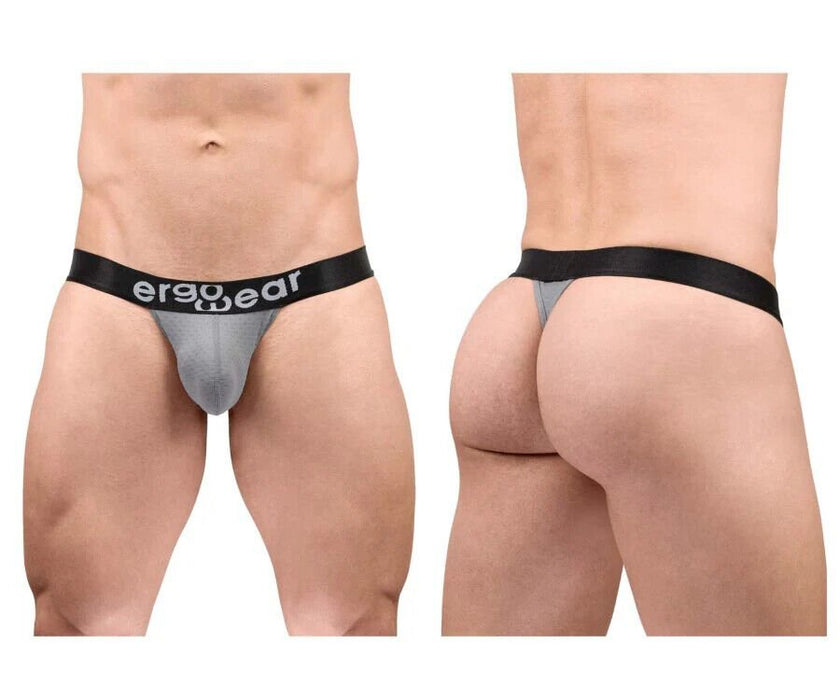 ErgoWear Thong MAX Flow 3D Pouch Micro - Perforated Mens String Gray 1682 - SexyMenUnderwear.com