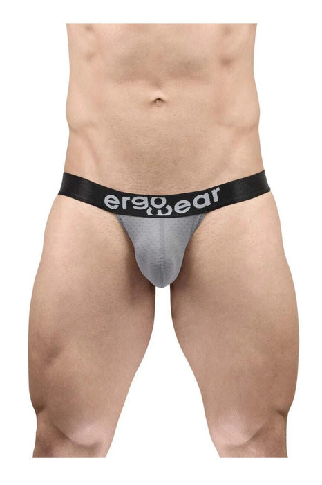 ErgoWear Thong MAX Flow 3D Pouch Micro - Perforated Mens String Gray 1682 - SexyMenUnderwear.com