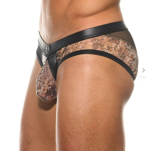 Gregg Homme Briefs With Maximiser Pouch Sheer Side Black Cobra Print 201023 G69A2