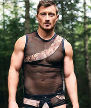 Gregg Homme Tank Top COBRA Muscle Shirt Stretch See - Through in Black 201022 GT21