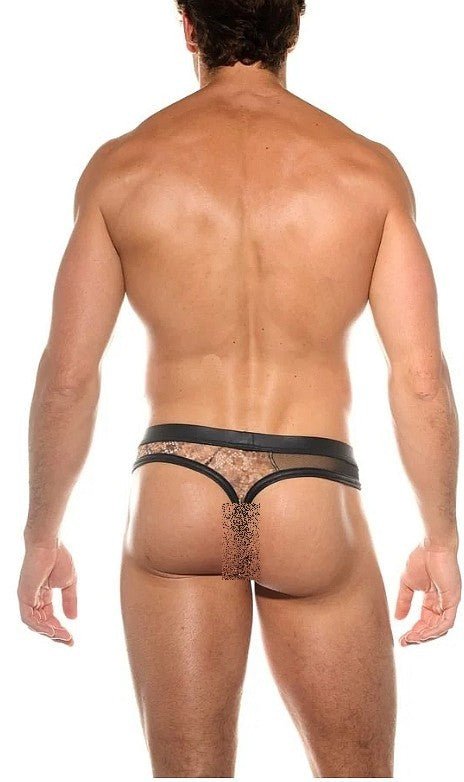 Gregg Homme Thong With Maximiser Pouch Sheer Side Black Cobra Print 201024 G695