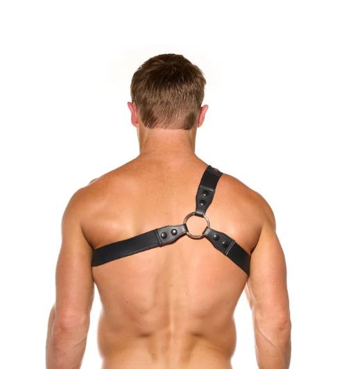 GREGG HOMME Thorn Harness With Large Metal Ring in Black Faux - Leather 200060 G692