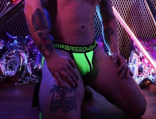 JOCK BREEDWELL ''NIGHTCRAWLER'' Breathable Jockstrap Mesh Pouch Neon Green 18 - SexyMenUnderwear.com