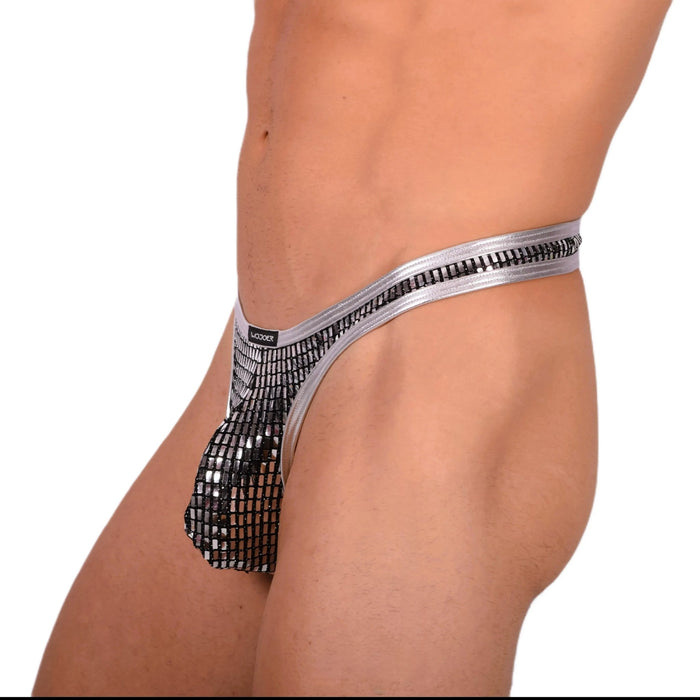 L Wojoer Sexy Silver Disco Thong 33933 MX18 - SexyMenUnderwear.com