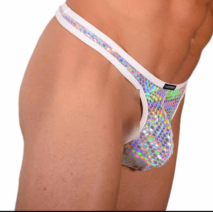 L Wojoer Sexy Silver Disco Thong 33940 MX18 - SexyMenUnderwear.com