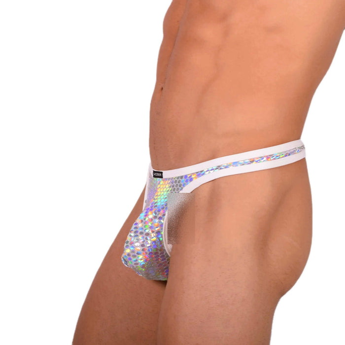 L Wojoer Sexy Silver Disco Thong 33940 MX18 - SexyMenUnderwear.com