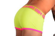 Large Garcon Model Boxer Trunk Neon Yellow Pink 32