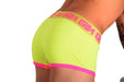 Large Garcon Model Boxer Trunk Neon Yellow Pink 3 - SexyMenUnderwear.com