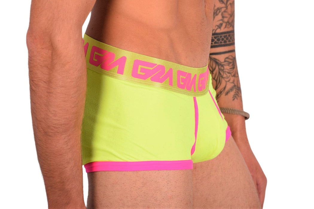 Large Garcon Model Boxer Trunk Neon Yellow Pink 3 - SexyMenUnderwear.com