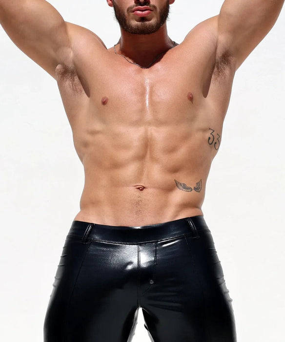 Large RUFSKIN Flare - Leg Pants GILT Onyx Metallic Reflective Finish Faux - Fly 13 - SexyMenUnderwear.com