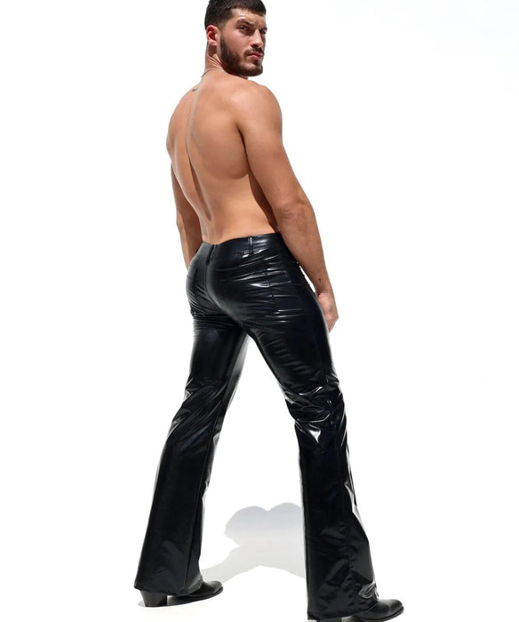 Large RUFSKIN Flare - Leg Pants GILT Onyx Metallic Reflective Finish Faux - Fly 13 - SexyMenUnderwear.com