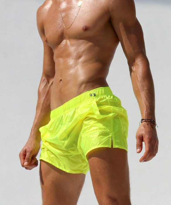 Large RUFSKIN Nuage Swimwear Sheer Sport Swim - Short Transparent Nylon Lemon 20 - SexyMenUnderwear.com