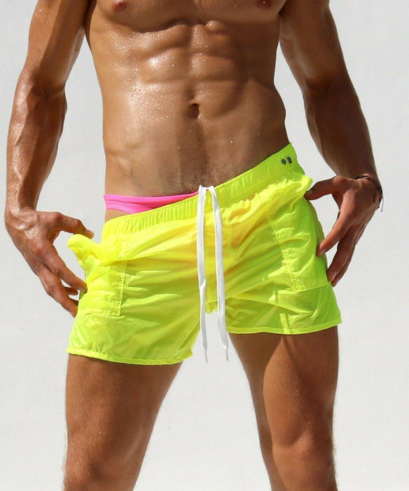 Large RUFSKIN Nuage Swimwear Sheer Sport Swim - Short Transparent Nylon Lemon 20 - SexyMenUnderwear.com