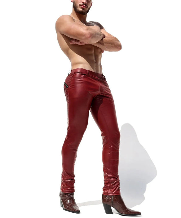 Large RUFSKIN Slim - Fit Pant Denim Chic Blood Faux Fly Leatherette Fitted Pants - SexyMenUnderwear.com