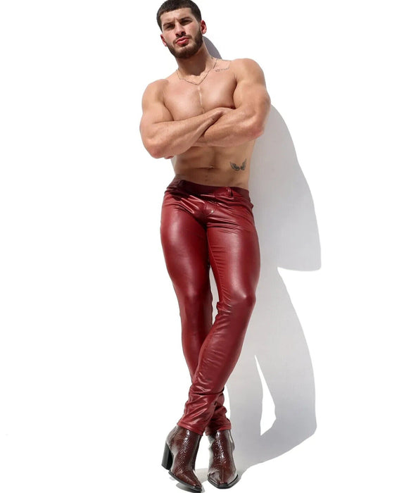 Large RUFSKIN Slim - Fit Pant Denim Chic Blood Faux Fly Leatherette Fitted Pants - SexyMenUnderwear.com