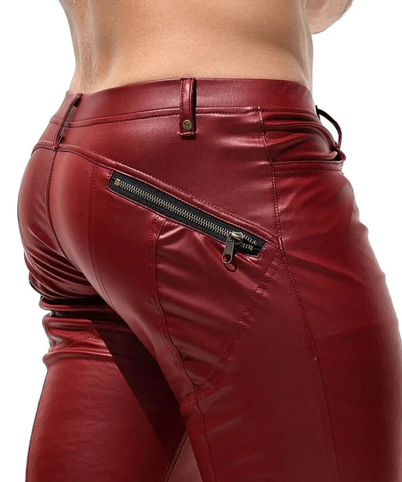 Large RUFSKIN Slim - Fit Pant Denim Chic Blood Faux Fly Leatherette Fitted Pants - SexyMenUnderwear.com