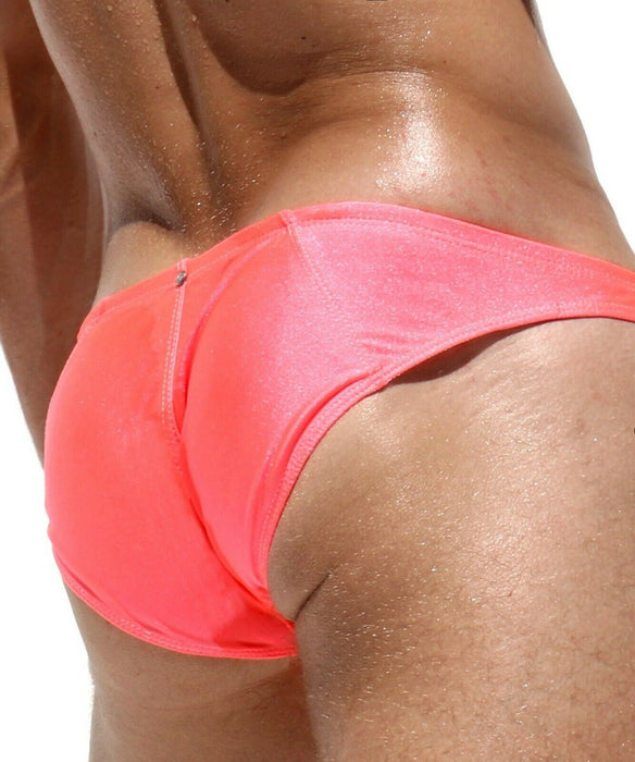 Large RUFSKIN Swim - Brief TUCK Luxury Swimwear Gleaming Metallic Neon Coral 54 - SexyMenUnderwear.com