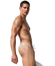 Large RUFSKIN Swim Briefs Paradis Faux Fly Branded Rivet Stretch Microfiber 587