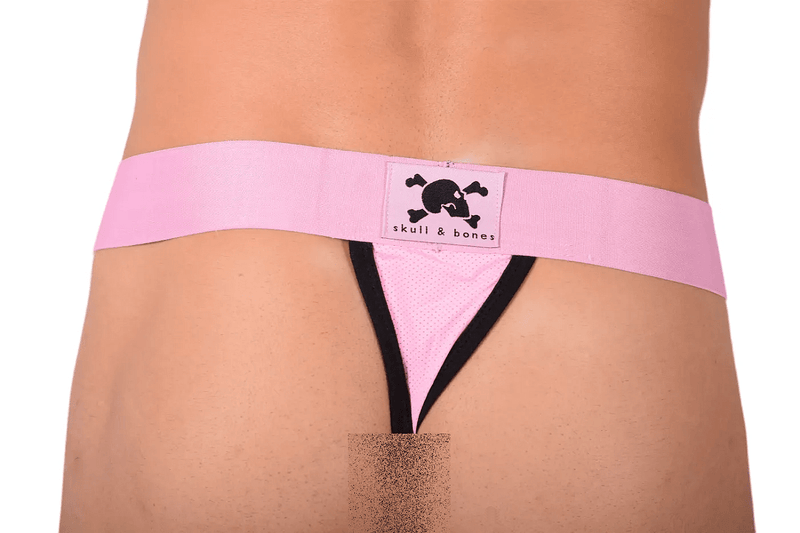 Large SKULL & BONES Jockstrap Limited Edition Pink Mesh 24