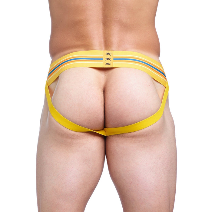 Large SKULL & BONES Jockstrap Locker Room Vintage Jock Yellow 9 - SexyMenUnderwear.com