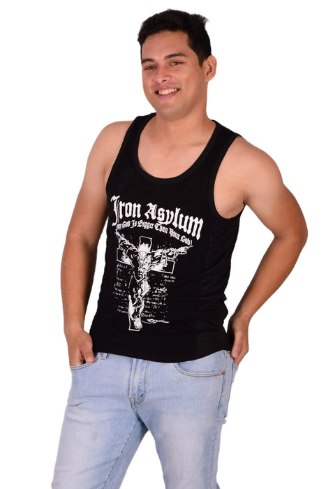 LARGE SMU Gym King Tank top Black and White 33739 MX16 - SexyMenUnderwear.com