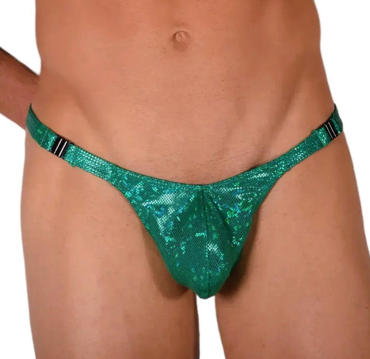 LARGE SMU Sensual Detachable Thong Glitter Green 33500 MX13 - SexyMenUnderwear.com