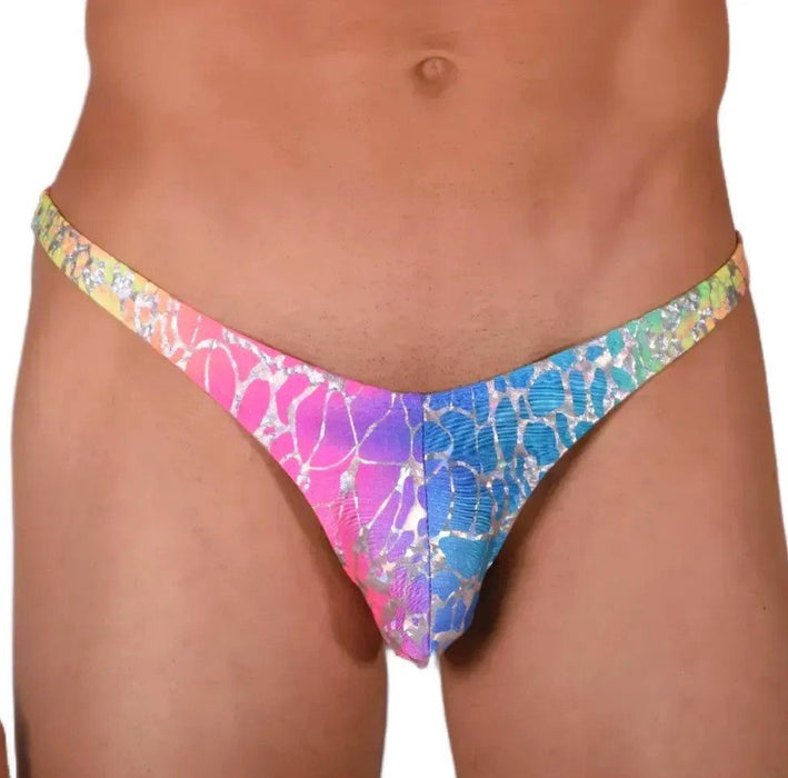 LARGE SMU Sensual Thong Silver Rainbow 33498 MX13 - SexyMenUnderwear.com