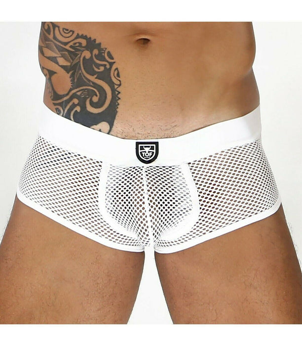 LARGE TOF PARIS Boxer BULGE MESH Boxer Shorty Trunk Front Pouch White 50 - SexyMenUnderwear.com