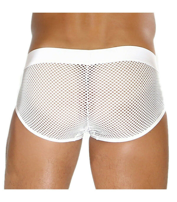 LARGE TOF PARIS Boxer BULGE MESH Boxer Shorty Trunk Front Pouch White 50 - SexyMenUnderwear.com