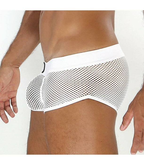 LARGE TOF PARIS Boxer BULGE MESH Boxer Shorty Trunk Front Pouch White 50 - SexyMenUnderwear.com