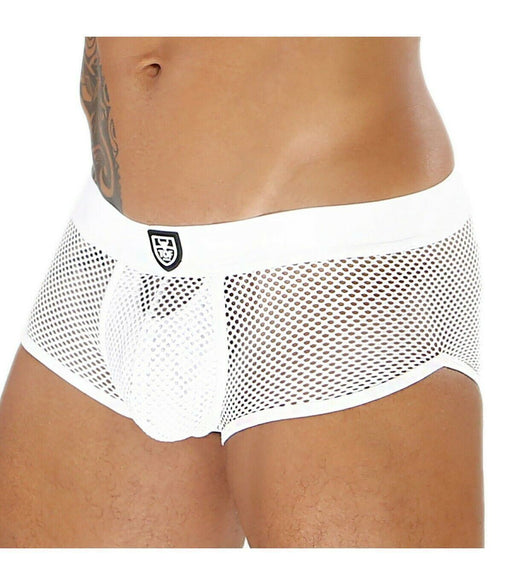 LARGE TOF PARIS Boxer BULGE MESH Boxer Shorty Trunk Front Pouch White 50 - SexyMenUnderwear.com