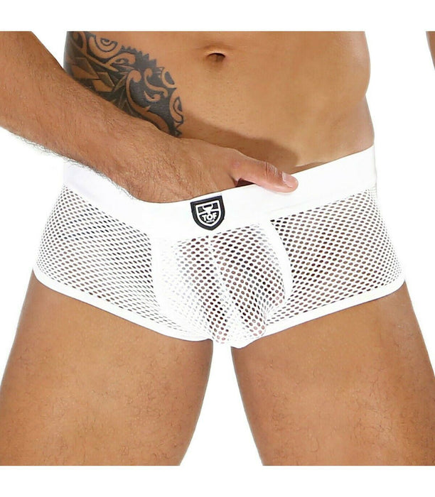 LARGE TOF PARIS Boxer BULGE MESH Boxer Shorty Trunk Front Pouch White 504