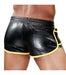 Leather - Look Short TOF PARIS Cruise Delux Shorts Black & Yellow 23 - SexyMenUnderwear.com