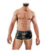 Leather - Look Short TOF PARIS Cruise Delux Shorts Black & Yellow 23 - SexyMenUnderwear.com