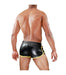 Leather - Look Short TOF PARIS Cruise Delux Shorts Black & Yellow 23 - SexyMenUnderwear.com