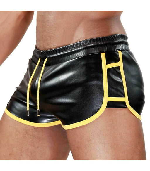 Leather - Look Short TOF PARIS Cruise Delux Shorts Black & Yellow 231