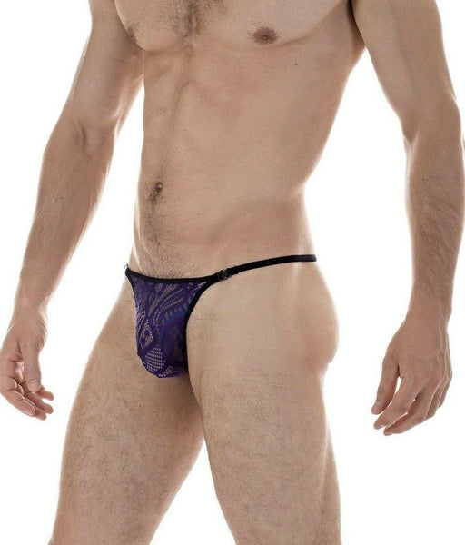 L'Homme Invisible Striptease Lace Detac String Thong See - Through Lilac MY83 9 - SexyMenUnderwear.com