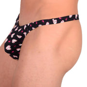 M SMU Sensual Thong Black/Pink Hearts 33592 MX132