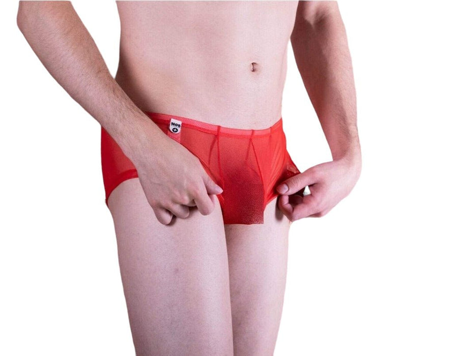 MALEBASIC By MOB Eroticwear Sexy Boxer For Mens Gay Sheer Red MBL04 3 - SexyMenUnderwear.com