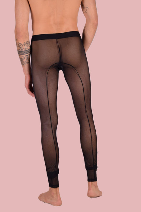 Malebasics MOB Mesh Tights Sheer Legging Black MBL63 10 - SexyMenUnderwear.com