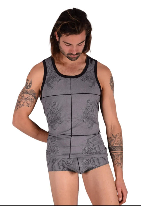 Medium Gregg Homme Kit Tank Top and Boxer Black/Grey 33658 MX142