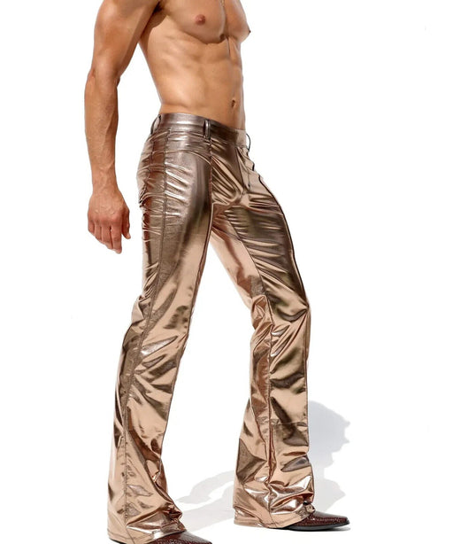 MEDIUM RUFSKIN Flare - Leg Pants GILT Bronze "Liquid" Metallic Reflective 6 - SexyMenUnderwear.com