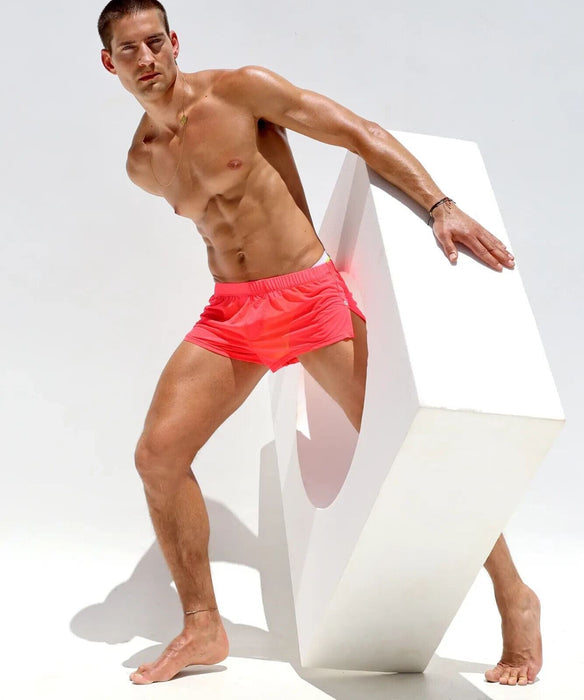 MEDIUM RUFSKIN Signature Swim - Short NUNO See - Through Stretch Tulle Watermelon 74 - SexyMenUnderwear.com