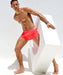 MEDIUM RUFSKIN Signature Swim - Short NUNO See - Through Stretch Tulle Watermelon 74 - SexyMenUnderwear.com