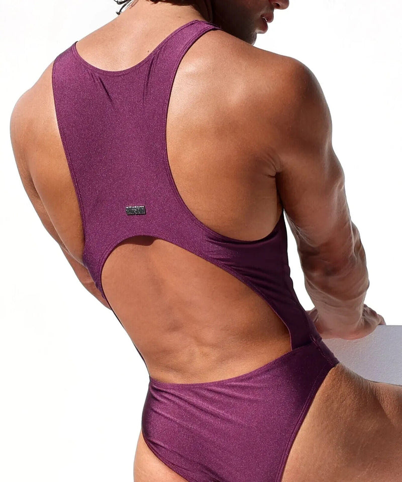 Medium RUFSKIN Swim Brief Bodysuit OLYMPIC Singlet Swimwear Cut - Out Back Purple 387