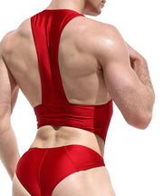 Medium RUFSKIN Swimwear BASILE Swim - Brief Bodysuit Singlet Chrome Buckle Red 705