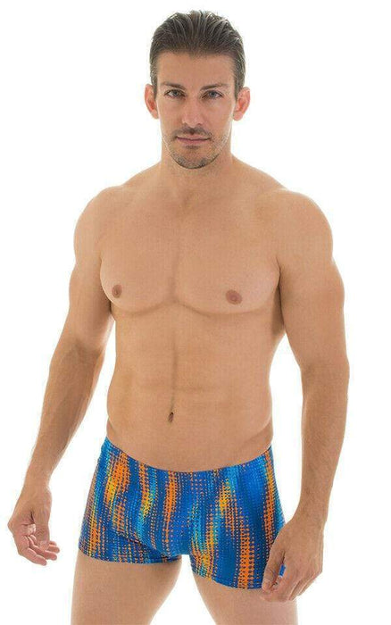 MEDIUM Skinz Swimsuits Square Cut Seamless Swimwear Trunk Low Cut Boxer 8172 2 - SexyMenUnderwear.com