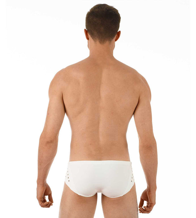 Medium Swimwear Gregg Homme LURE Swim - Brief Leather - Look White 131135 139 - SexyMenUnderwear.com